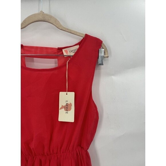 NEW L’atiste Red High Low Feminine Romantic Women Medium Cocktail Summer Dress - Picture 7 of 10